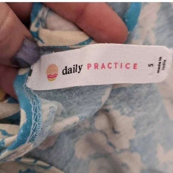 ANTHROPOLOGIE Daily Practice Tiered Ruffle Mini Dress Turquois Floral SZ Small - Picture 11 of 13